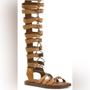 Free People Genuine Suede Sun-Chaser Tall Gladiator Sandals, sz 37 / 6